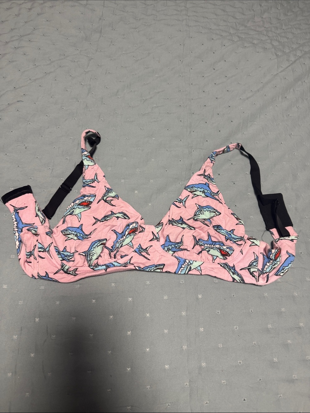 MeUndies Pink Shark-Print Wireless Bra